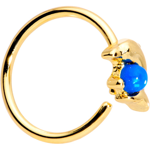 20G Blue Gem Gold Tone Anodized Dolphin Seamless Circular Ring